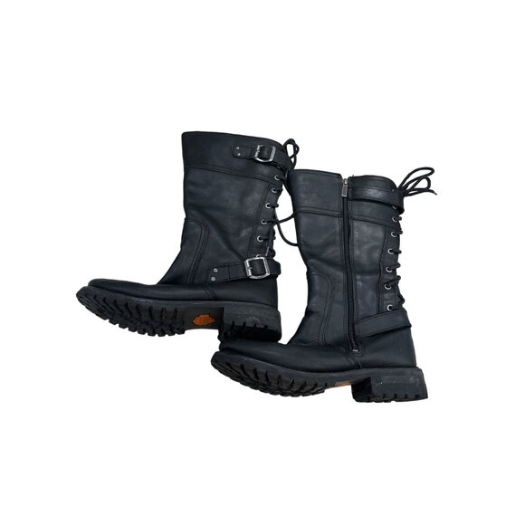 Harley Davidson men’s black leather shoes biker boots size 9M SKU 3035 main image 8
